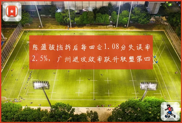 陈盈骏挡拆后每回合1.08分失误率2.5%，广州进攻效率跃升联盟第四